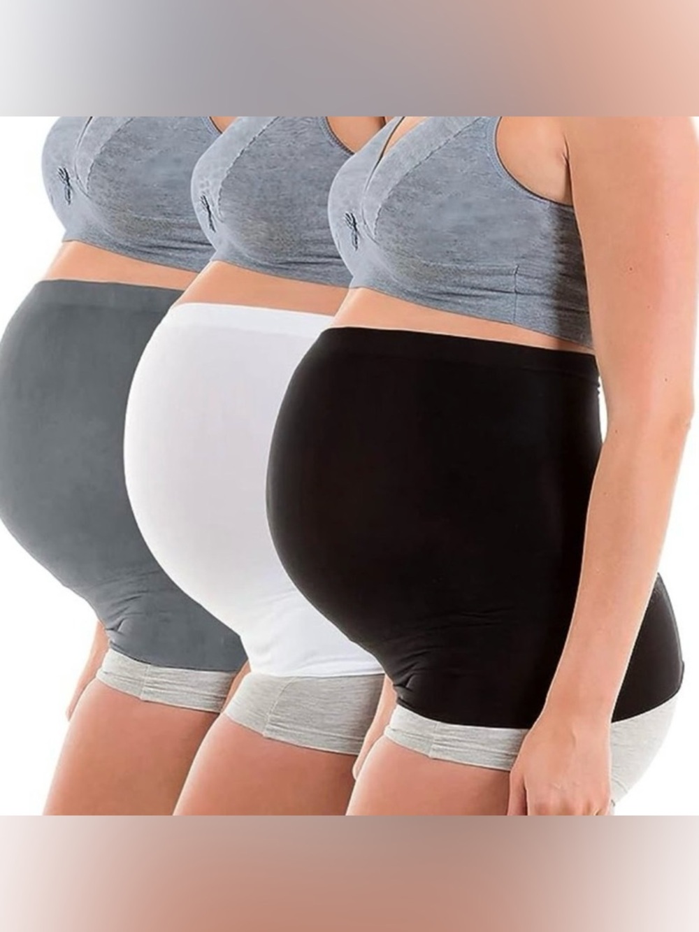 3 Pack Maternity Belly Bands Gray Black White Size Large Pregnancy Support